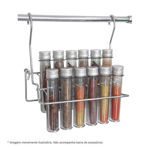 Porta Temperos Aéreo 4550 Cromado 12 Tubos Plásticos 265x275x125mm Jomer
