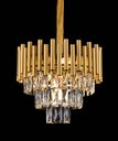 Ver imagem 1 de Lustre Pendente Redondo Metal Dourado e Cristais 5E14 38cm PARIS LUZ
