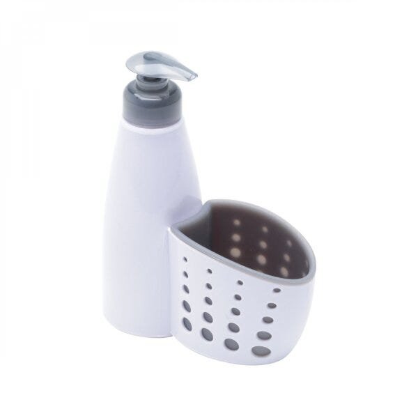 Porta Sabão Liquido com Suporte para Esponja de Plástico 13cmx7cmx19cm 300ml L6803 Lyor - 1