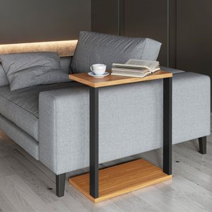 Mesinha Lateral para Sofá ou Poltrona Estilo Industrial F36 Pradel Móveis-freijó/preto Fosco
