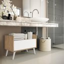 Ver imagem 7 de Gabinete Armário Banheiro 80cm com Pés Retrô Multimóveis Rustic/Branco