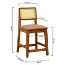 Ver imagem 4 de Kit 2 Banquetas Baixa-cadeira Gabi Madeira Maciça Encosto Telinha - Amêndoa Assento Estofado