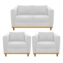 Ver imagem 1 de Kit Sofá 2 Lugares e 2 Poltronas Europa Suede Doce Sonho Móveis - Branco