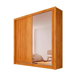 Guarda Roupa Casal com Espelho 2 Portas 4 Gavetas Lugano Peroba