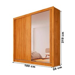 Guarda Roupa Casal com Espelho 2 Portas 4 Gavetas Lugano Peroba - 4