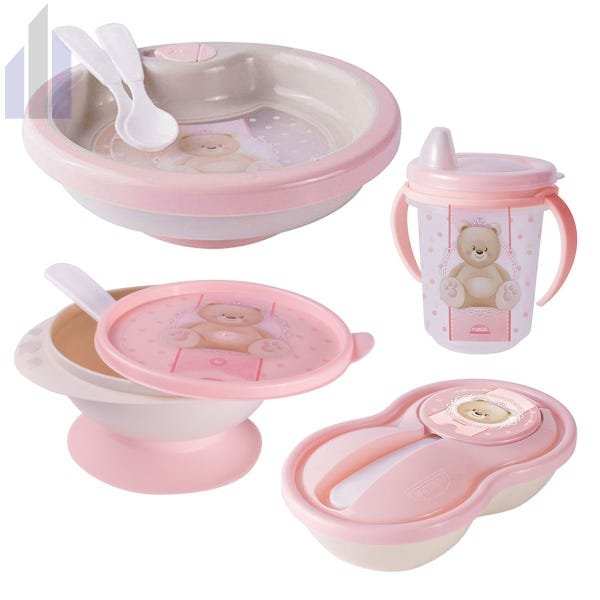 Kit Baby Ursa Prato Térmico Tigela com Ventosa Pote Papinha Caneca Trio - 1