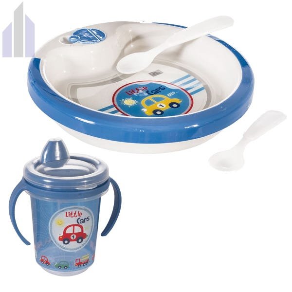 Kit Prato Térmico para Bebê Pote de Papinha Copo Carrinhos - 2