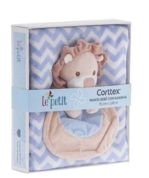 Manta para Bebê Azul com Naninha Animais Diversos - Le Petit Corttex - 3