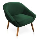 Ver imagem 5 de Kit 01 Namoradeira 02 Lugares e 01 Poltrona Giovana Veludo Verde Esmeralda Pés Palito Castanho - D