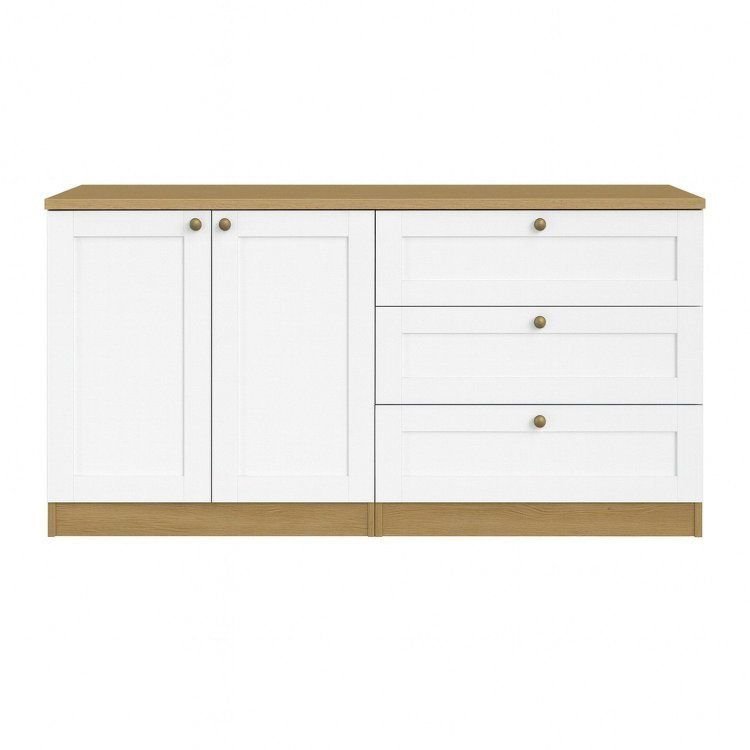 Cômoda Infinity 2 portas e 3 gavetas bege e branco