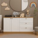 Ver imagem 1 de Quarto Infantil com Cômoda 3 Gavetas e Armário 2 Portas Provençais 100% MDF Infinity Bege/Savana/Bra