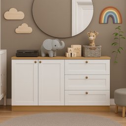 Quarto Infantil com Cômoda 3 Gavetas e Armário 2 Portas Provençais 100% Mdf Infinity - 1