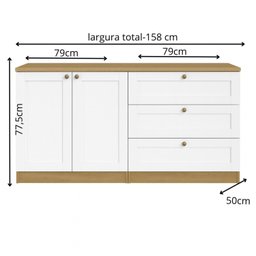 Quarto Infantil com Cômoda 3 Gavetas e Armário 2 Portas Provençais 100% Mdf Infinity - 3