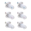Ver imagem 1 de Cj 6 Xícaras P/café C/pires Curvado Porcelana Birds Design Plate Colorido 90ml Wolff
