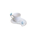 Ver imagem 3 de Cj 6 Xícaras P/café C/pires Curvado Porcelana Birds Design Plate Colorido 90ml Wolff