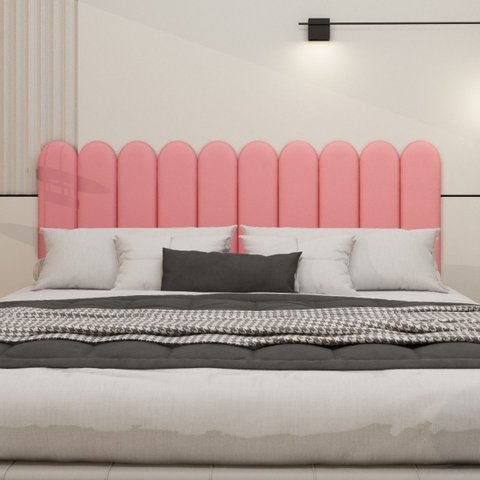 Cabeceira Nuvem Estofada King Size 10 Placas em Suede 45cm:goiaba