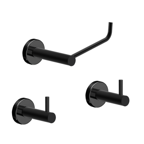 Kit de Acessórios para Banheiro Preto Fosco 3 Peças Grego Metal 2020at