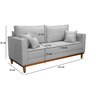 Kit Sofá 3 Lugares e 2 Poltronas Beny com Base em Madeira Linho Cinza Ideal Móveis - 5
