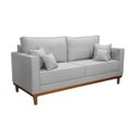 Ver imagem 2 de Kit Sofá 3 Lugares e 2 Poltronas Beny com Base em Madeira Linho Cinza Ideal Móveis