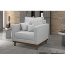 Ver imagem 3 de Kit Sofá 3 Lugares e 2 Poltronas Beny com Base em Madeira Linho Cinza Ideal Móveis