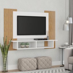 Painel para TV até 50' de Parede com Nichos 131 x 91 Cm Atlanta MDP Carvalho 0669 MENU - 1