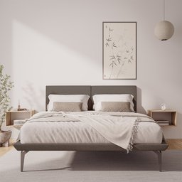 Base Box Cama Japonesa Toquio Queen com Cabeceira Almofada Linho Marrom - 1