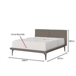 Base Box Cama Japonesa Toquio Queen com Cabeceira Almofada Linho Marrom - 4