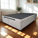 Ver imagem 1 de Cama Box Baú Casal Suede Luxo - Gs Kamas - Acabamento Reforçado, Amplo Espaço (cinza)