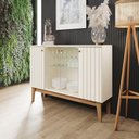 Ver imagem 2 de Buffet 4 Portas com Ripado e Vidro Eiffel Henn Off White com Nature