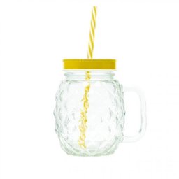 Caneca de Vidro com Tampa e Canudo Pineapple 480ml Lyor - 1 Caneca de Vidro com Tampa e Canudo Pineapple 480ml Lyor - 1