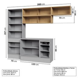 Cozinha Modulada 5 Peças 3 Aéreos 1 Balcão 1 Cristaleira Nara Cabecasa Madeiramadeira - 4