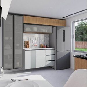 Cozinha Modulada 5 Peças 3 Aéreos 1 Balcão 1 Cristaleira Nara CabeCasa MadeiraOriginals