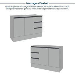 Cozinha Modulada 5 Peças 3 Aéreos 1 Balcão 1 Cristaleira Nara Cabecasa Madeiramadeira - 11