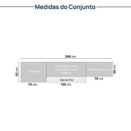 Cozinha Modulada 5 Peças 3 Aéreos 1 Balcão 1 Cristaleira Nara Cabecasa Madeiramadeira - 6