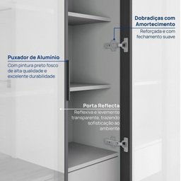 Cozinha Modulada 5 Peças 3 Aéreos 1 Balcão 1 Cristaleira Nara Cabecasa Madeiramadeira - 15