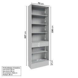 Cozinha Modulada 5 Peças 3 Aéreos 1 Balcão 1 Cristaleira Nara Cabecasa Madeiramadeira - 14