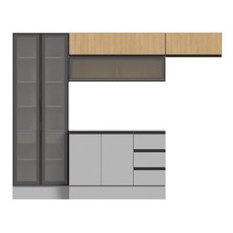 Cozinha Modulada 5 Peças 3 Aéreos 1 Balcão 1 Cristaleira Nara Cabecasa Madeiramadeira - 3