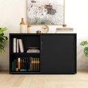 Ver imagem 4 de Armário Organizador 140cm 2 Portas de Correr Escritório F5 Cor:preto