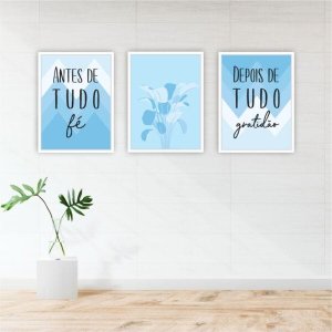 QUADRO 40X30CM 3PÇS ANTES DE TUDO - AZUL MOLD VIDR