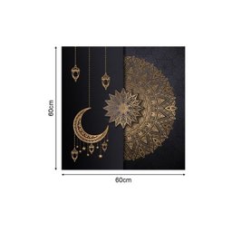 PLACA 60X60CM MANDALA PRETA DOURADA MDF - 2