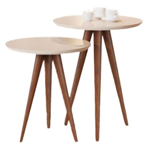 Conjunto Mesas de Apoio Alta e Baixa Luxo Perola 8003 Jb Bechara