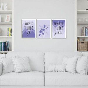 QUADRO 40X30 3PÇS ANTES DE TUDO - LILAS M.B. VIDRO