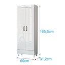 Ver imagem 4 de Guarda Roupa Casal 8 Portas 6 Gavetas Master e Armário Multiuso com Pés Fit Branco Brilho - Santos a