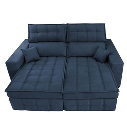 Sofá Retrátil e Reclinável 2,20M Molas Ensacadas e Costura Tripla Cama Inbox Nobre Suede Azul - 5
