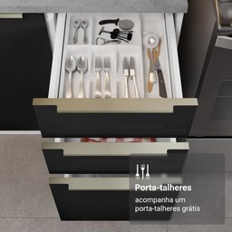 Armário de Cozinha Completa 566cm Branco/preto Lux Madesa 01 - 9