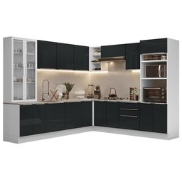 Armário de Cozinha Completa 566cm Branco/preto Lux Madesa 01 - 3