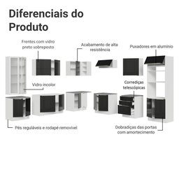Armário de Cozinha Completa 566cm Branco/preto Lux Madesa 01 - 5