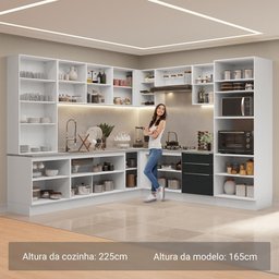 Armário de Cozinha Completa 566cm Branco/preto Lux Madesa 01 - 6