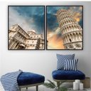 Ver imagem 1 de QUADRO 60X50CM 2PÇS TORRE DE PISA AZUL MOLD PRETA