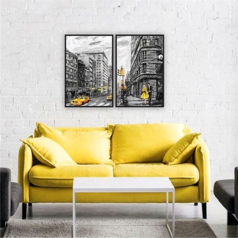 QUADRO 60X40CM 2PÇS CIDADE EUA NEW YORK MOLD VIDRO